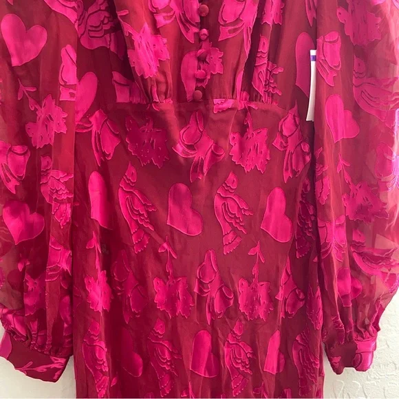 Boden Cassie Devore Midi Tea Dress
Pink Red Heart Dove modest Long Sleeve 2 - Picture 11 of 13